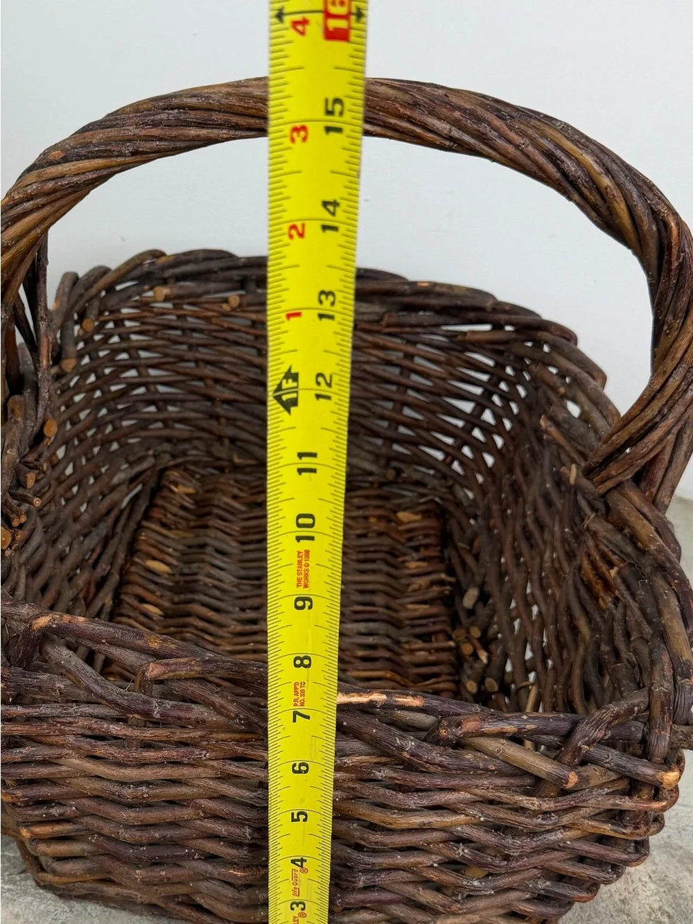 Rustic Grapevine Basket 1980-1990 Handwoven Twig Gathering Basket Farmhouse